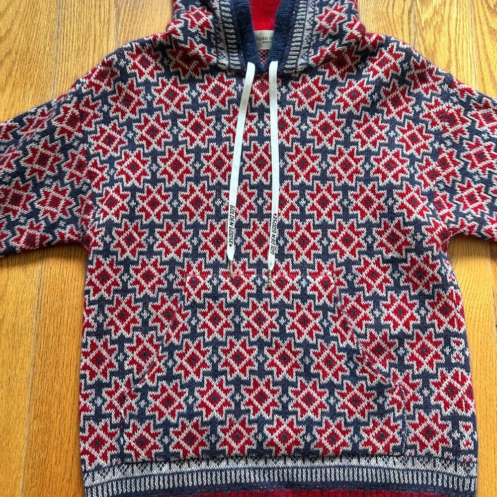 Golden Goose Red, White and Blue Wool Mohair Hooded Sweater.  Like New! - Picture 5 of 8